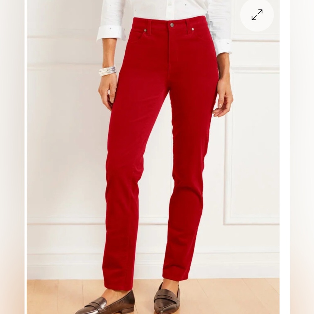 NWT Talbots Burgundy Brushed Corduroy Straight Leg Jeans